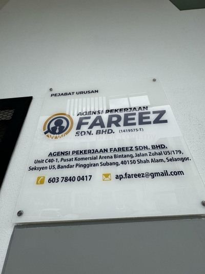 Fareez (Shah Alam) -  Acrylic Signage