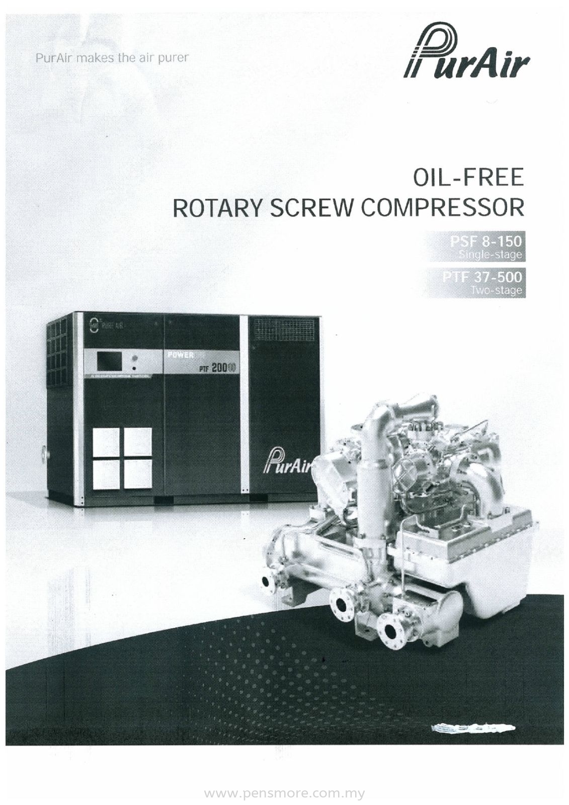 PURAIR -PSF 8-150 Single -Stage/PTF 37-500 Two-Stage  Oil-Free Rotary Screw Compressor