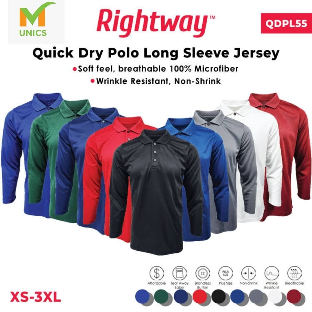 QDPL55 Basic Quick Dry Polo Long Sleeve T-Shirt