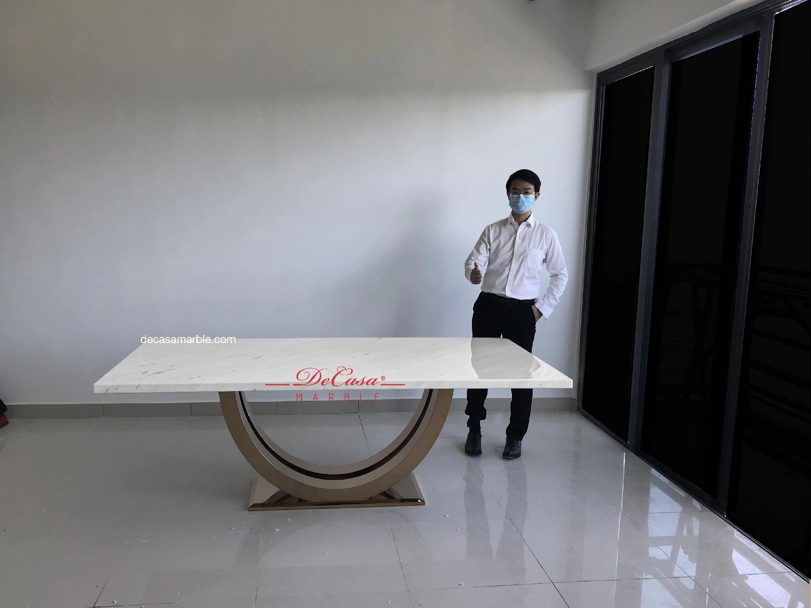 Luxury White Marble Table | Sivec White | 8 Seaters