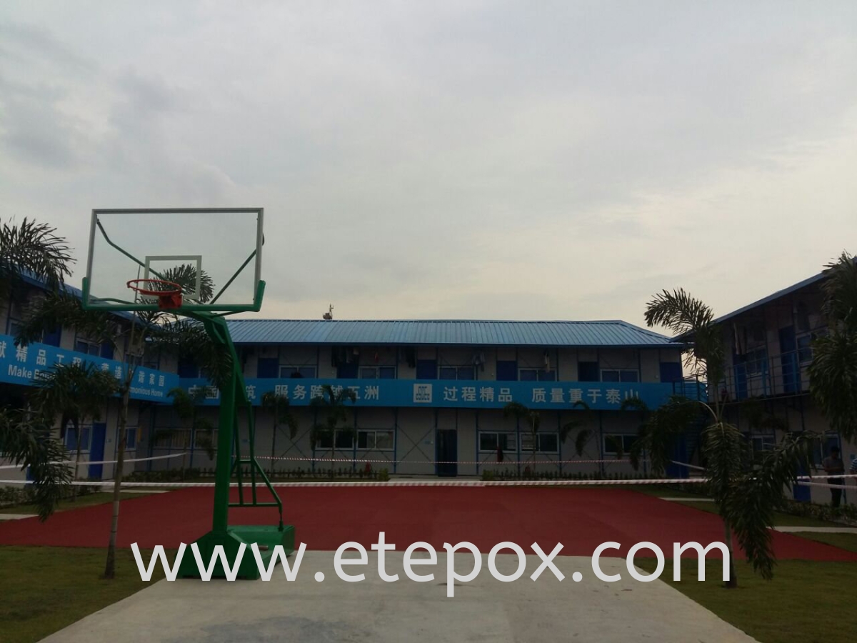 PU Rubbersied Sport Court System, China Contractor Hostel 