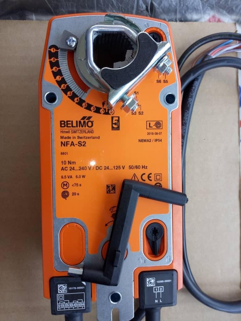 BELIMO NFA-S2 OPEN-CLOSE SPRING-RETURN DAMPER ACTUATOR 10NM, 24-240VAC/24-125VDC, 50/60HZ