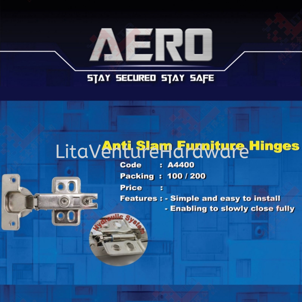 AERO BRAND ANTI SLAM FURNITURE HINGES - A4400