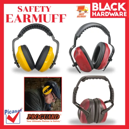 Black Hardware PICASAF Earmuff Safety Earmuffs Penutup Telinga Kalis Bunyi Ear Cover Defender Ear Muff 耳罩 Anti Noise