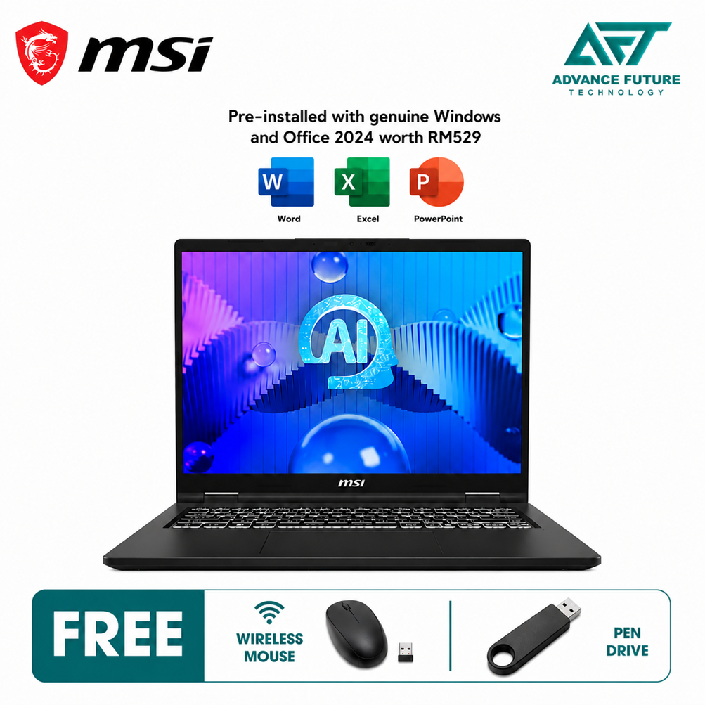 MSI Venture 14 AI A1MG-027MY 14'' 2.8K OLED Laptop Solid Gray ( Intel Core Ultra 5 125H ,16GB, 512GB SSD, Intel, W11, H&S 2024 )
