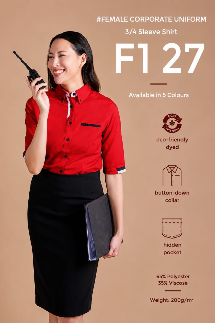 Female Corporate Uniform 3/4 Sleeve Shirt - F127