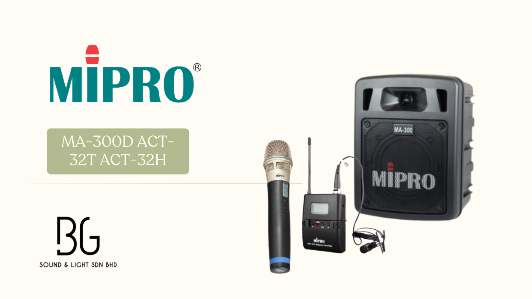 MIPRO MA-300D Portable PA System with ACT-32H Handheld & ACT-32T Bodypack Wireless Microphones – 60W UHF Speaker for Classroom, Training & Events