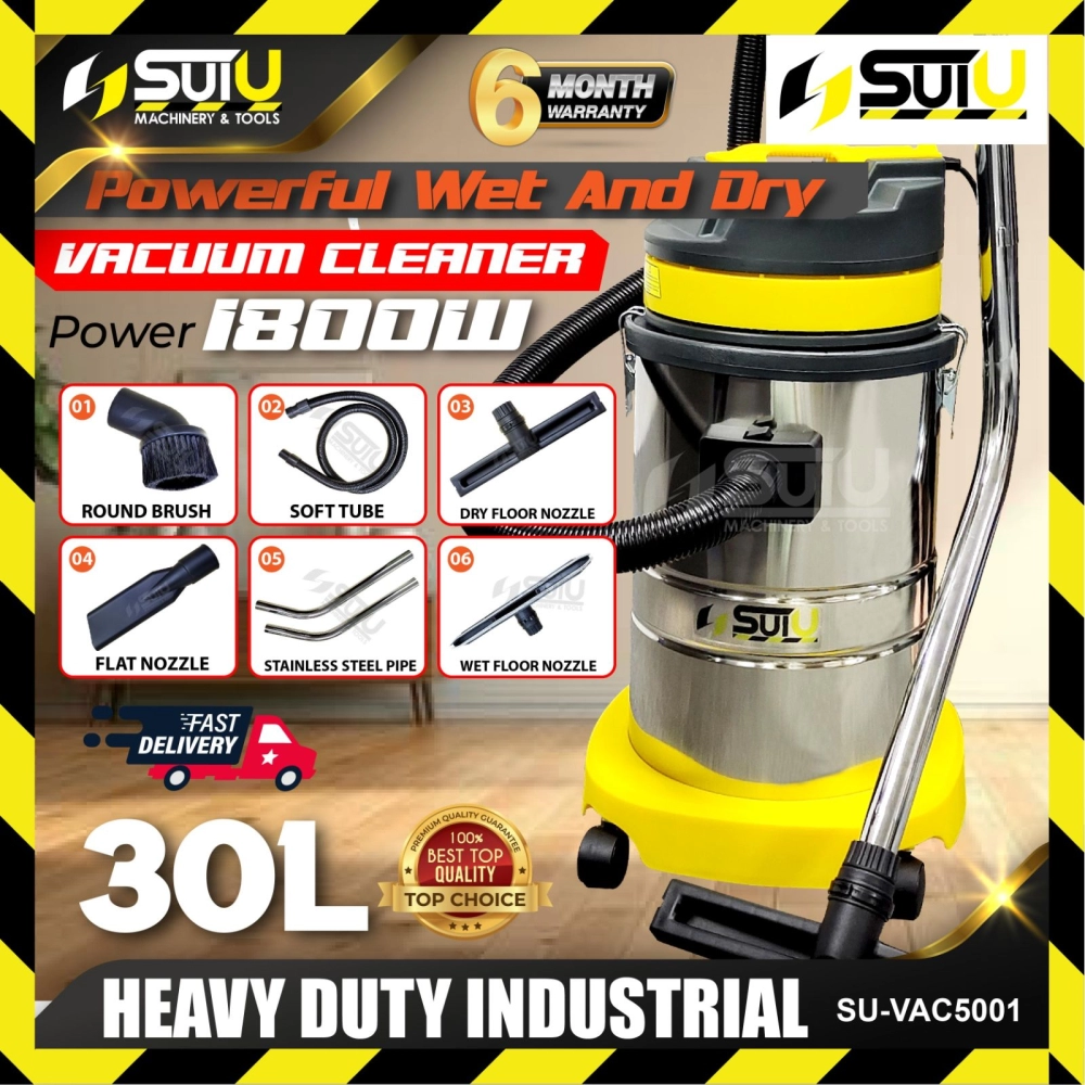 SUI U / SUIU VAC5001 30L Heavy Duty Industrial Wet & Dry Vacuum Cleaner 1800W (SET A - D)