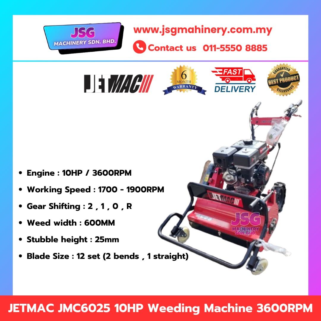 JETMAC JMC6025 10HP Gasoline Weeding Machine 3600RPM Grass Cutter Brush Cutter Agricultural Tool
