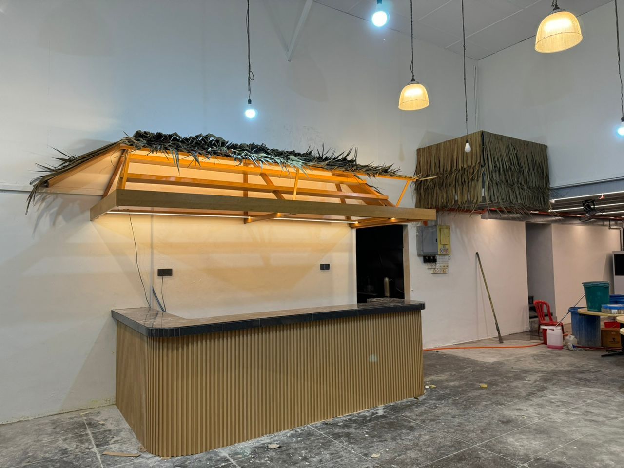 DECORATIVE KAMPUNG STYLE WOOD WORK COUNTER ROOF | RESTAURANT AT KUALA SELANGOR | KOTA KEMUNING | BATANG KALI #240202