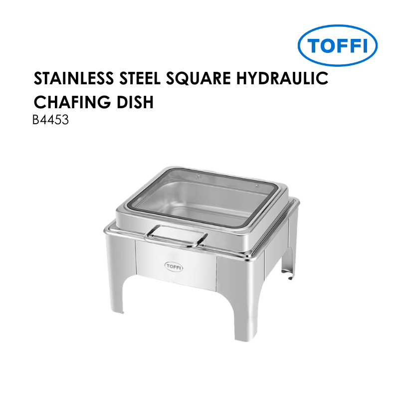 TOFFI B4453 STAINLESS STEEL SQUARE HYDRAULIC CHAFING DISH