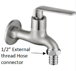HHBT-36240 SUS 304 Hose Bib Tap – Durable 1/2" External Thread Wall Hose Connector | Premium Stainless Steel Outdoor Tap