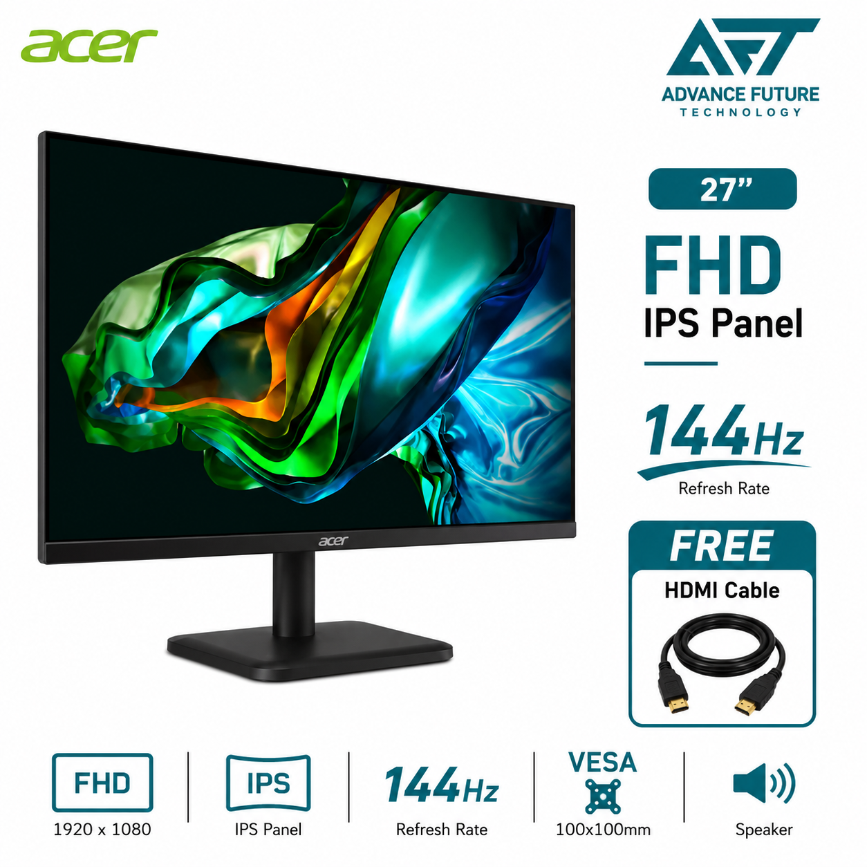 Acer EK271 P6 27'' FHD IPS 144Hz Flat Monitor ( Speaker, HDMI, VGA, 3 Years Warranty )