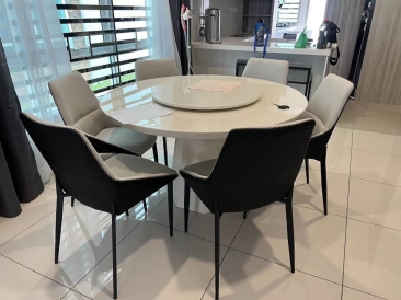 Round Marble Dining Table | Marble Dining Table With Lazy Susan | Cafe Furniture |  Modern Dining Chair | Best Marble Dining Table Store