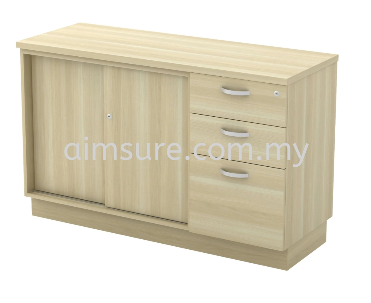 Low Sliding door cabinet and 2+1 fixed pedestal 