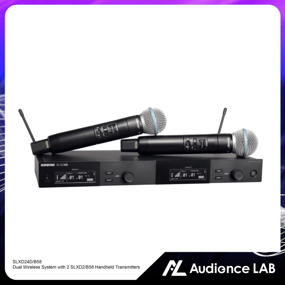 SHURE SLXD24D/B58 Dual Wireless System with 2 SLXD2/B58 Handheld Transmitters
