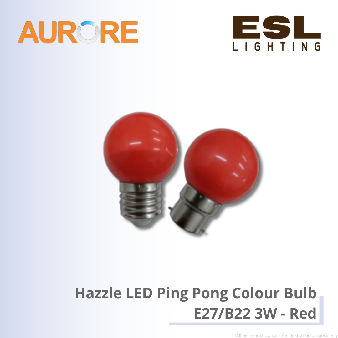 AURORE Hazzle LED Ping Pong Colour Bulb E27/B22 3W - Red