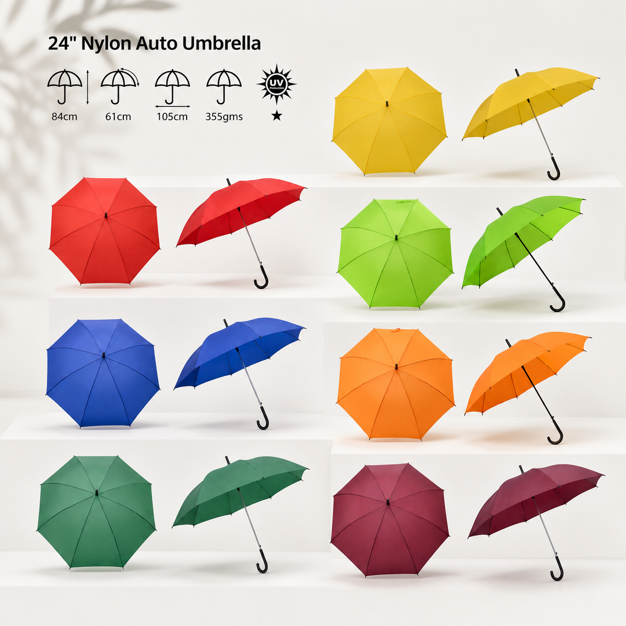 Best Selling Event Umbrella - 24in Auto Open J-handle Umbrella
