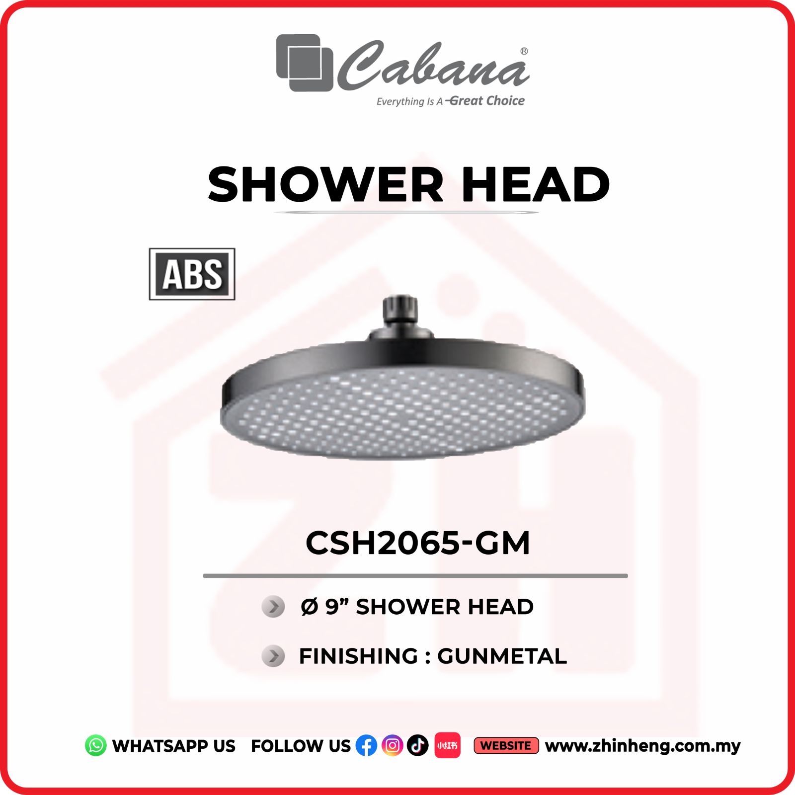 CABANA 9” ROUND SHOWER HEAD   CSH2065-GM