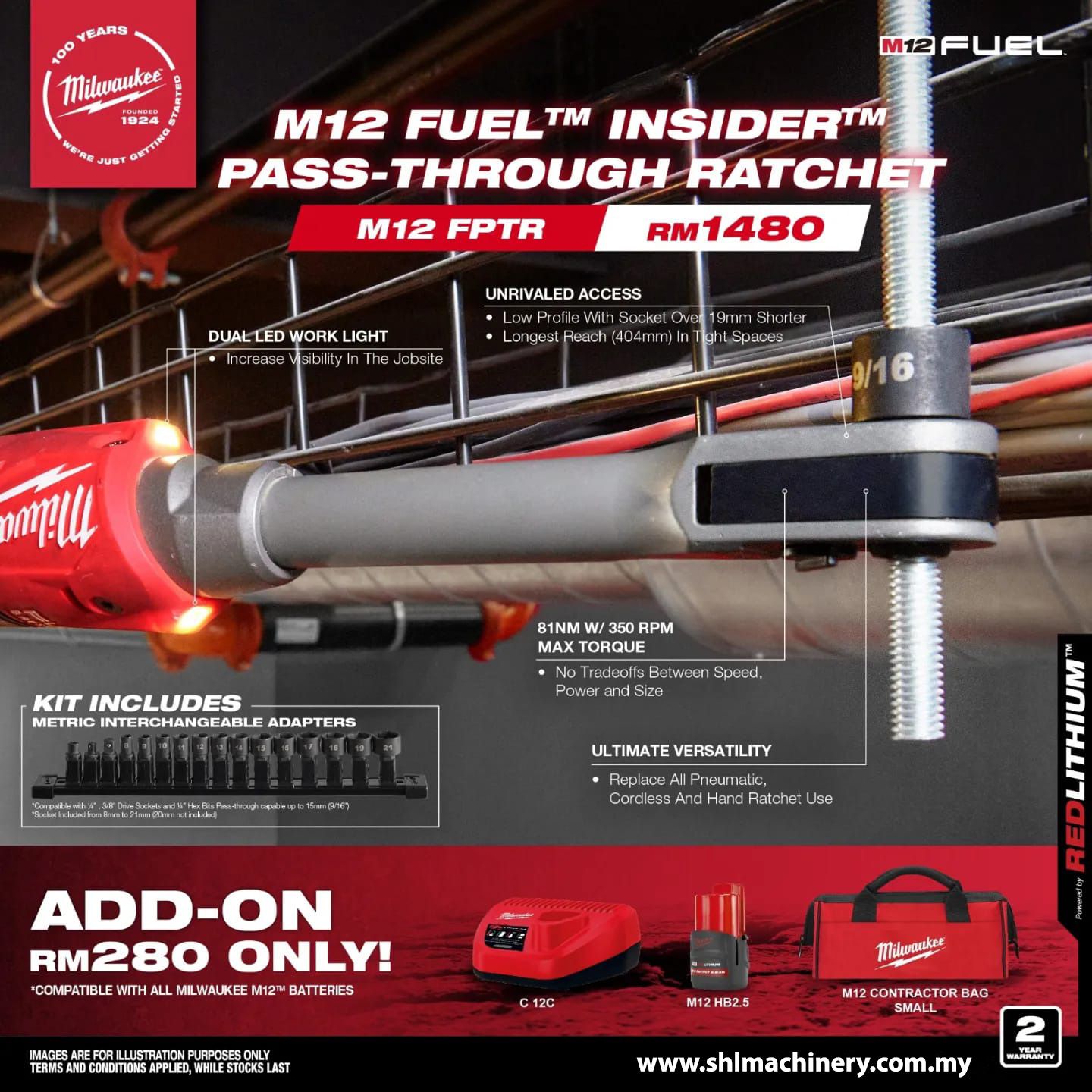 MILWAUKEE M12 FUEL™ INSIDER™ Pass-Through Ratchet