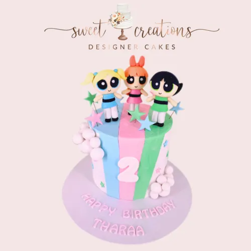 6" tall Anime - Powerpuff Girls ( Fondant Cake)