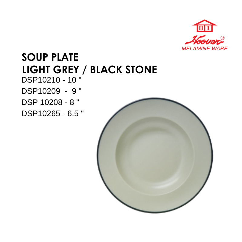 HOOVER MELAMINE WARE SOUP PLATE LIGHT GREY / BLACK STONE DSP10210 DSP10209 DSP10208 DSP10265