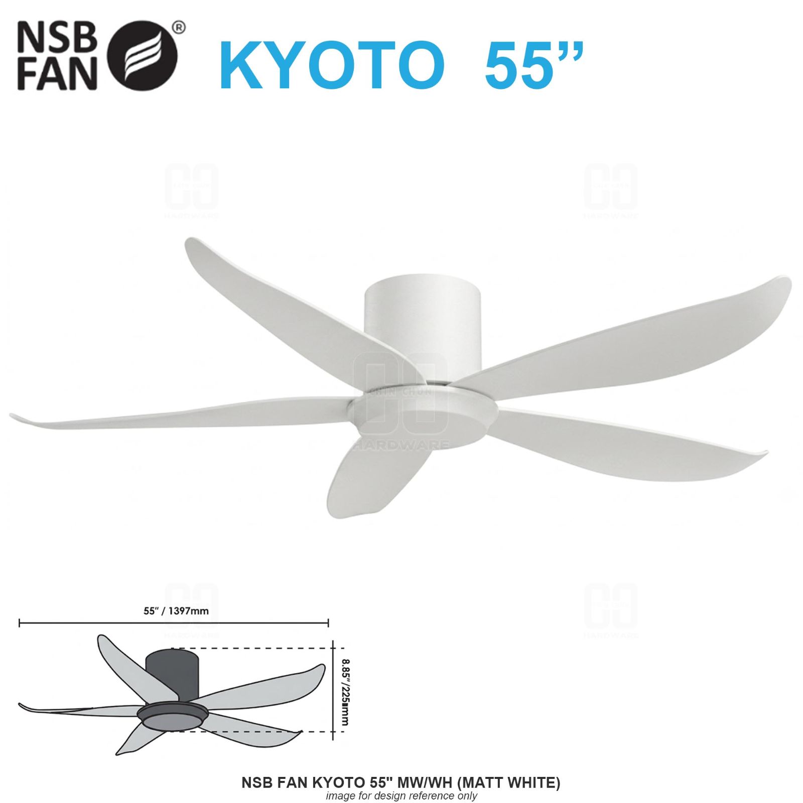 NSB FAN KYOTO 55" MW/WH MATT WHITE