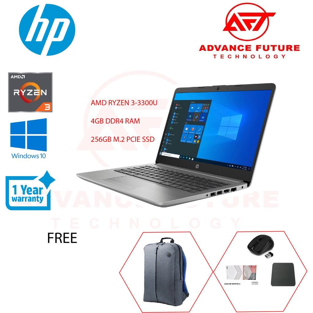 HP PROBOOK 245 G8-D2PA (AMD RYZEN 3-3300U, 4GB D4 RAM, 256GB SSD, INTEGRATED, 14" HD, W10)