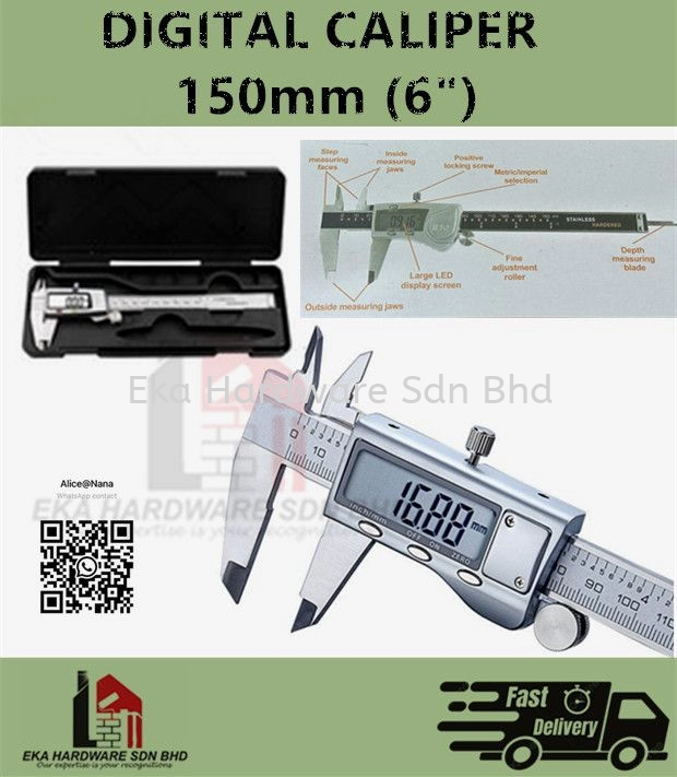 6" (150mm) STAINLES HARDEN DIGITAL CALIPER