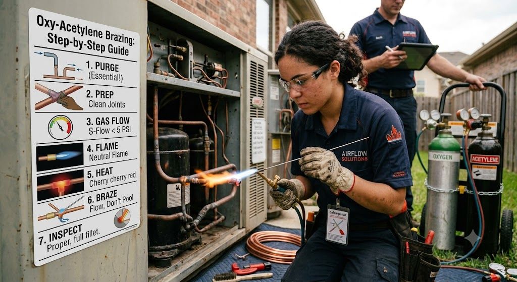 HVAC oxy acetylene brazing step by step