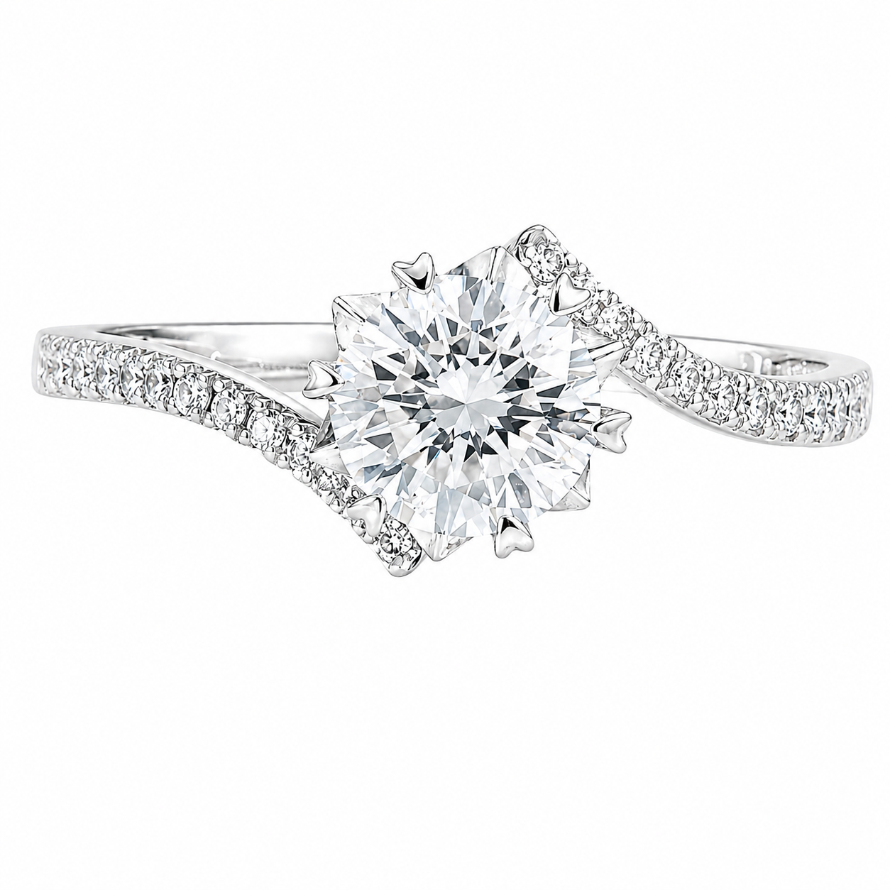 Roman & Co庐 Orivelle Split Pav茅 Cathedral Solitaire Ring