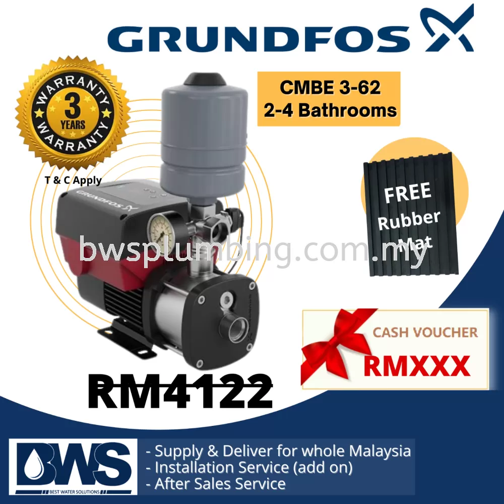 Grundfos CMBE 3-62 (1.5HP) Inverter Variable Speed Water Booster Pump