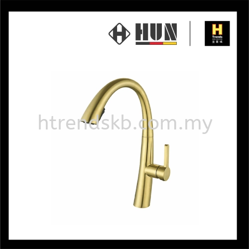 HUN Single Lever Sink Mixer With Pull-Out Tap (Gold) HWT634