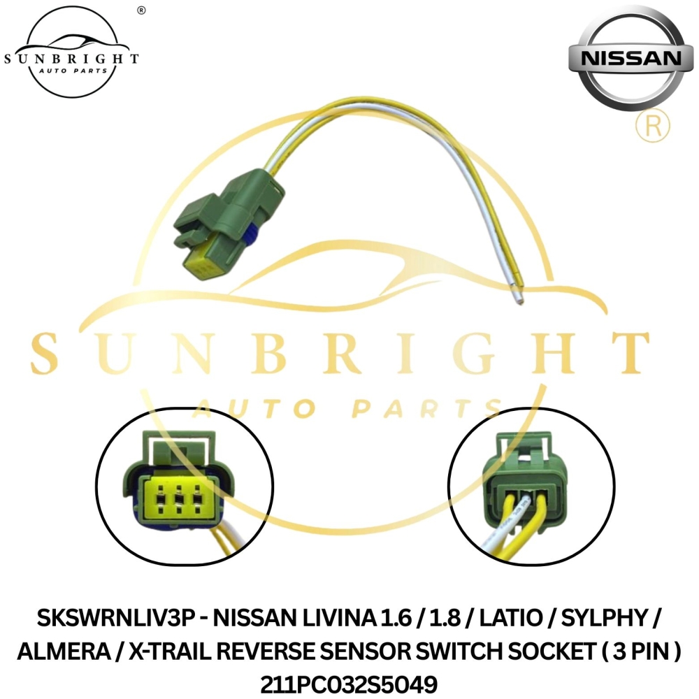 SKSWRNLIV3P - NISSAN LIVINA 1.6 / 1.8 / LATIO / SYLPHY / ALMERA / X-TRAIL REVERSE SENSOR SWITCH SOCKET ( 3 PIN ) 211PC032S5049
