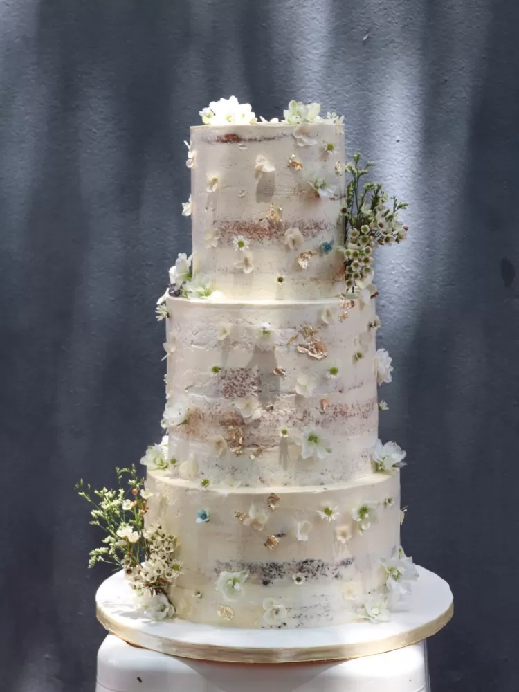 Semi Naked Floral Wedding Cake