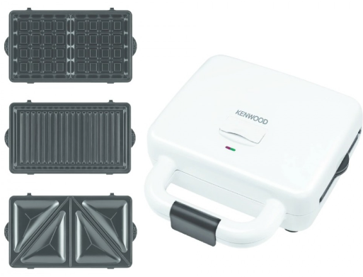 KENWOOD SANDWICH MAKER WITH 3 SNACKING PLATES (SANDWICH, GRILL, WAFFLE) | SMP84.C0WH