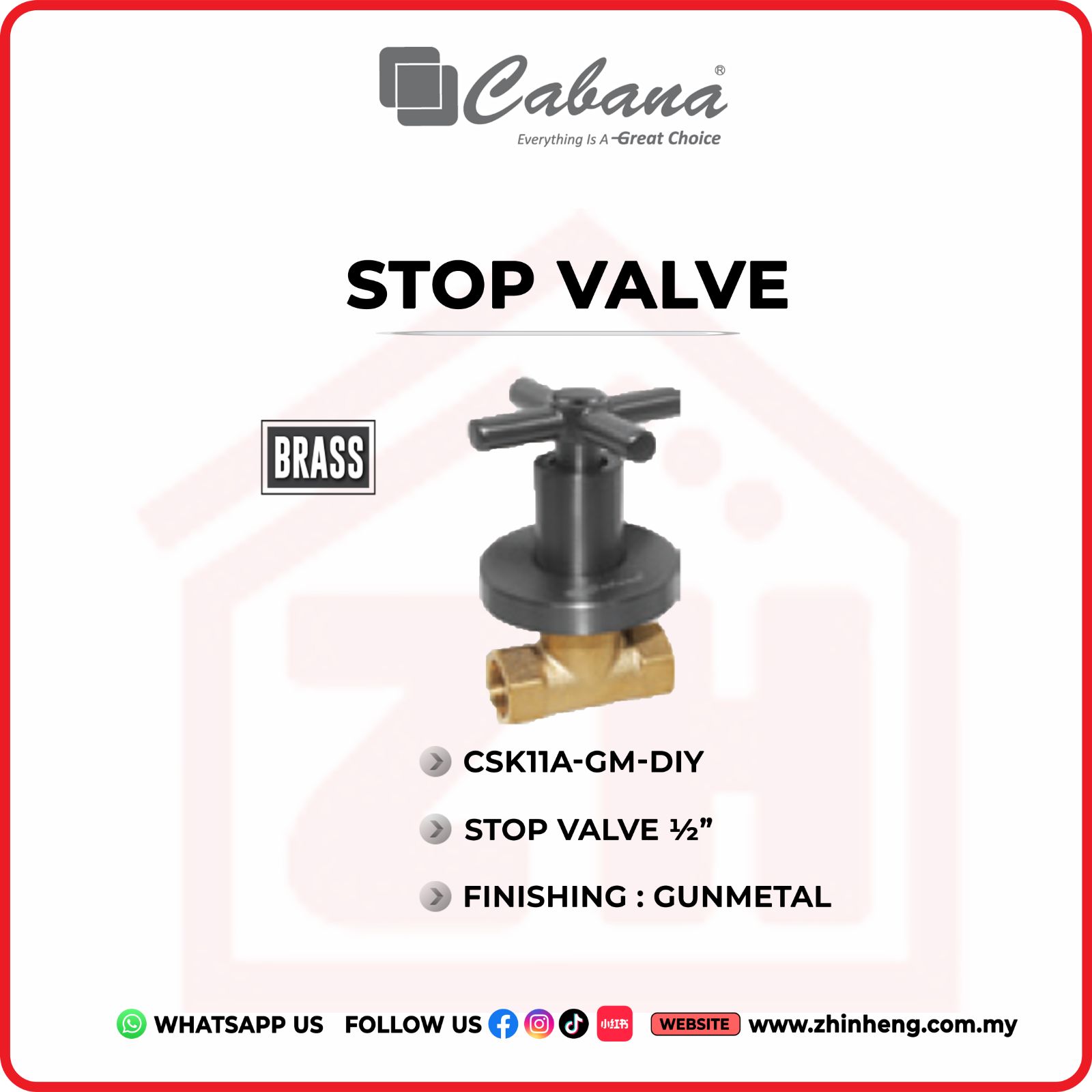 CABANA STOP VALVE 1/2"   CSK11A-GM-DIY