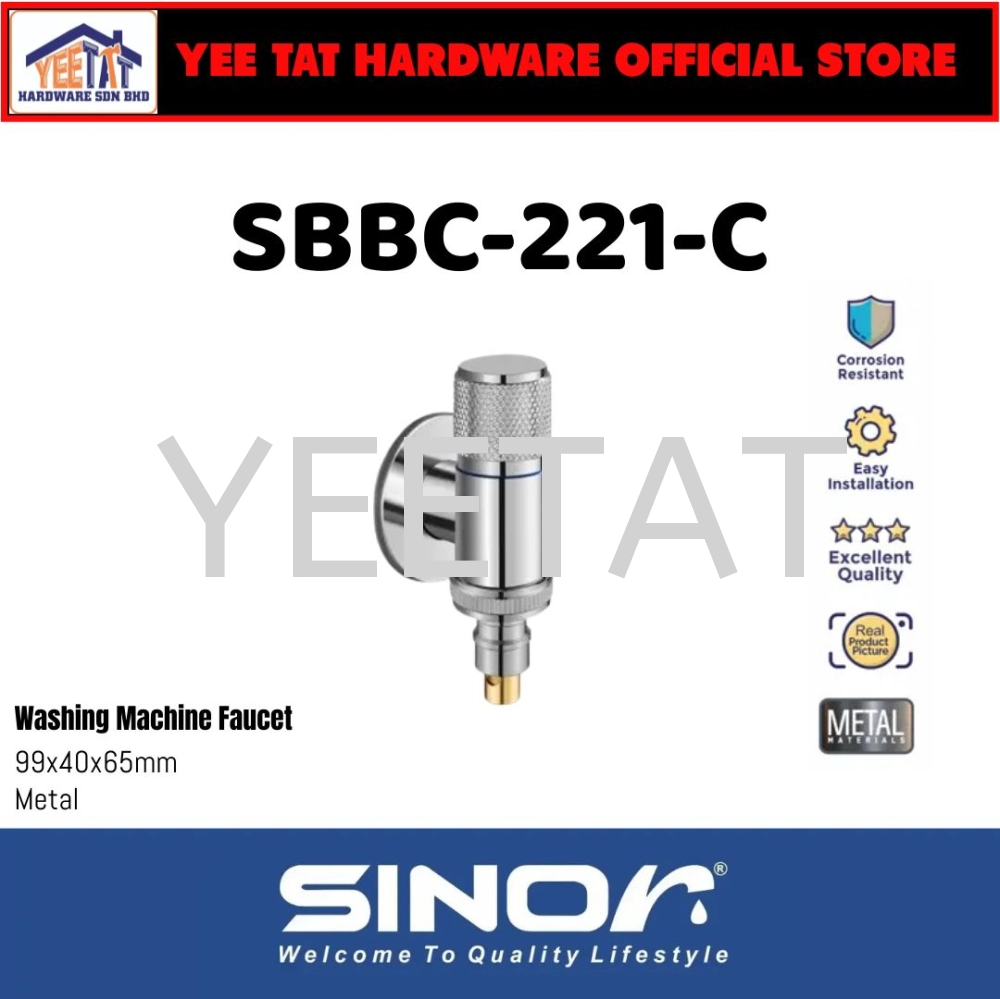[ SINOR ] Washing Machine Faucet With Auto Stop Valve SBBC-221-C (With Hose Connector)