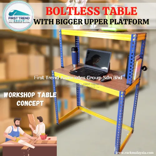 Boltless Table Rack Meja Rak Double Layer Multipurpose Table Home Table / Meja Komputer / Meja Serbaguna (BIG)