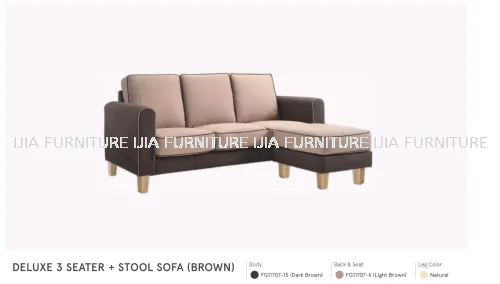 Deluxe 3 Seater + Stool Sofa (Brown)