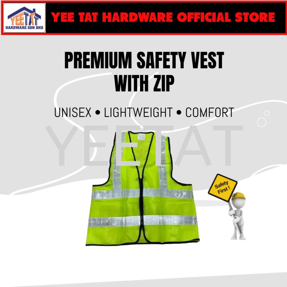 Premium Safety Vest With Zip / Reflective Vest / With Front Zip Closure/ High Visibility / XXL Size