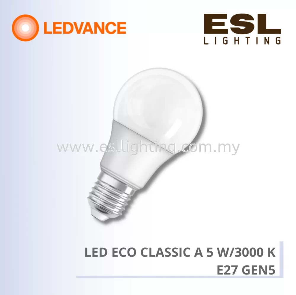LEDVANCE LED ECO CLASSIC A E27 5W GEN5 - 3000K 4058075246065