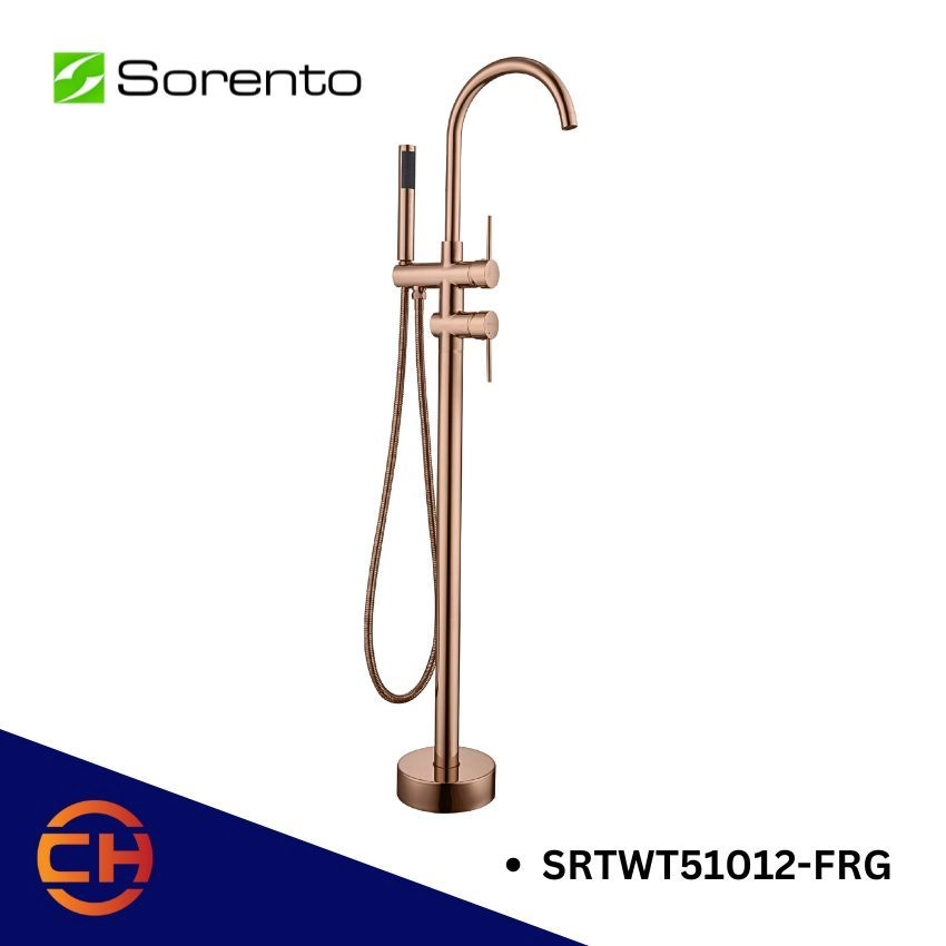 SORENTO BATHROOM  SRTWT51012 / SRTWT51012-BL / SRTWT51012-GY / SRTWT51012-FRG / SRTWT51012-GM BATHTUB FREE STANDING TAP ( Black , Golden Yellow , Full Rose Gold , Gunmetal )