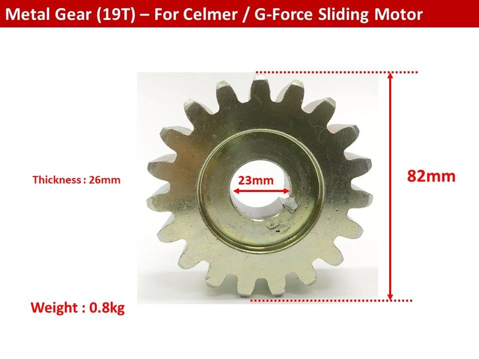 Pinion Metal Gear (19T) For Autogate Sliding Motor - Celmer / G-Force 