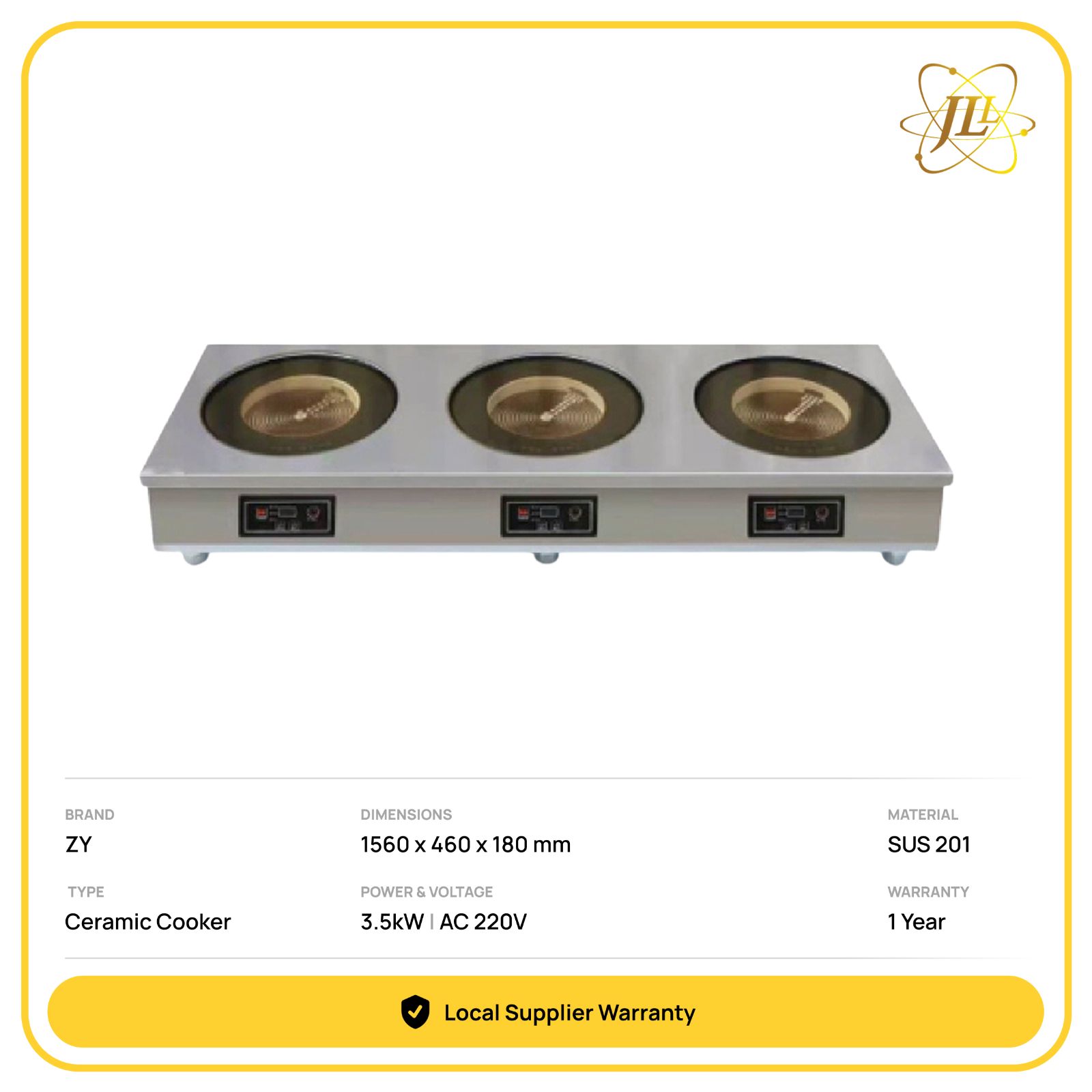 BP9000 TRIPLE BURNER COMMERICAL CERAMIC COOKER 1560 x 460 x 180 mm | 9000W | AC 220V 3 x 3.5kW