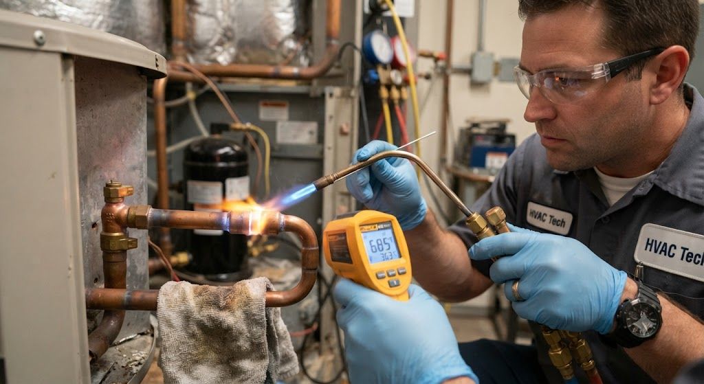 refrigeration copper line brazing temperature control