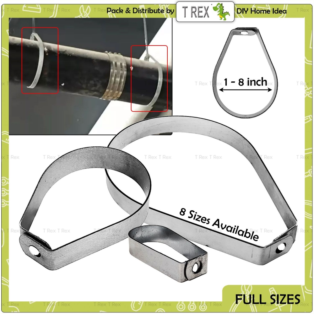 T Rex DIY Full Sizes Swivel Loop Pipe Hanger Papaya Clip Type "A" Bracket - Steel Pipe GI Clamp Support
