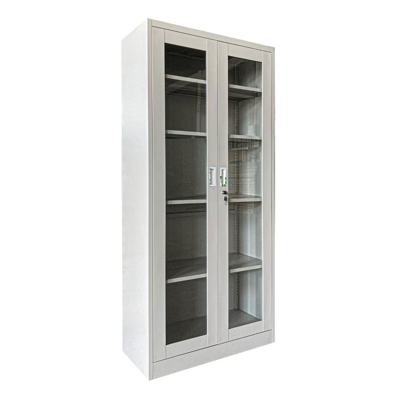 Full Glass Steel Cabinet c/w Swing Door
