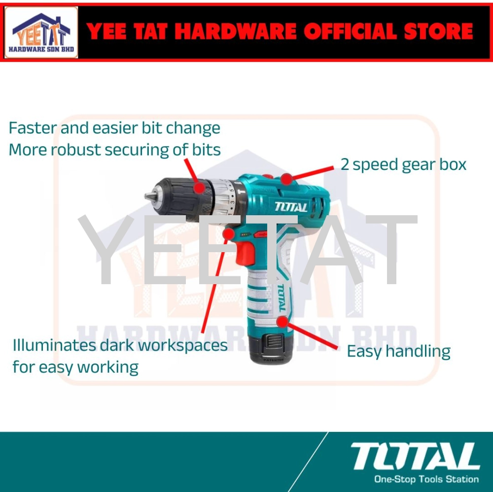 [ TOTAL ] TIDLI1232 LITHIUM-ION IMPACT DRILL 12V