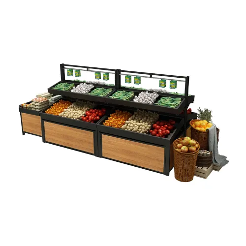 STEEL & WOOD FRUITS AND VEGETABLES RACK